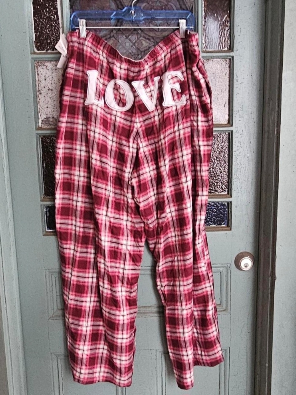 Hollister Red Plaid 'LOVE' Pajama Pants